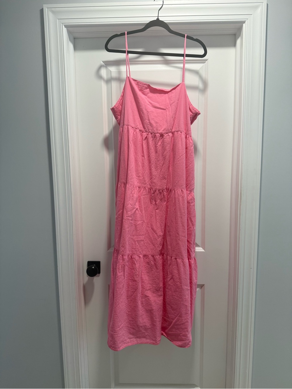 Everlane Pink Tiered Spaghetti-Strap Maxi Dress